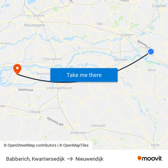Babberich, Kwartiersedijk to Nieuwendijk map