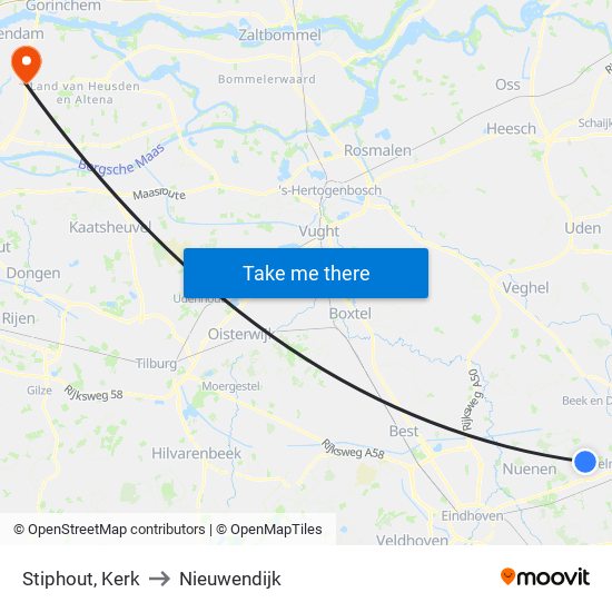 Stiphout, Kerk to Nieuwendijk map