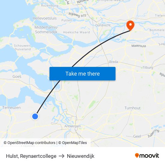 Hulst, Reynaertcollege to Nieuwendijk map