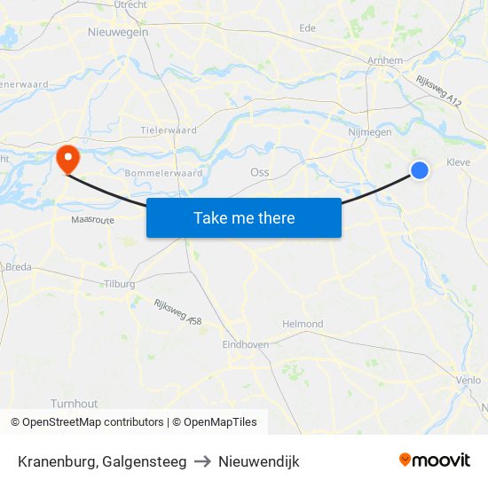 Kranenburg, Galgensteeg to Nieuwendijk map