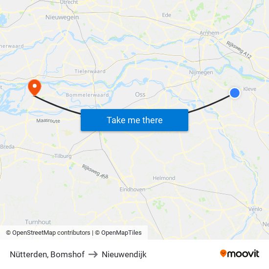 Nütterden, Bomshof to Nieuwendijk map