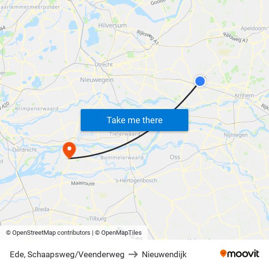 Ede, Schaapsweg/Veenderweg to Nieuwendijk map