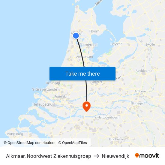 Alkmaar, Noordwest Ziekenhuisgroep to Nieuwendijk map