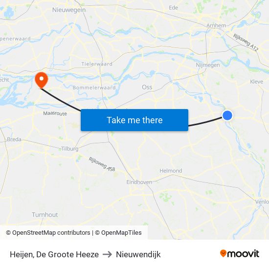 Heijen, De Groote Heeze to Nieuwendijk map