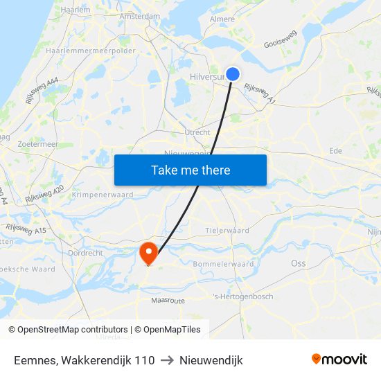 Eemnes, Wakkerendijk 110 to Nieuwendijk map