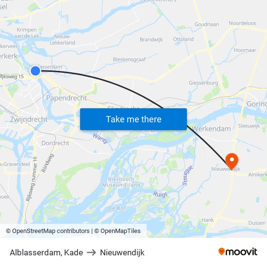 Alblasserdam, Kade to Nieuwendijk map