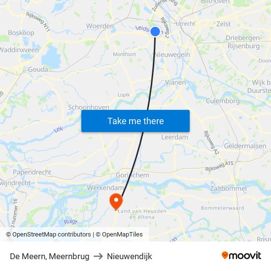 De Meern, Meernbrug to Nieuwendijk map