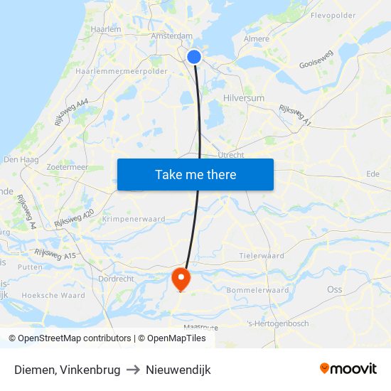Diemen, Vinkenbrug to Nieuwendijk map