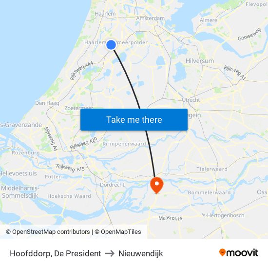 Hoofddorp, De President to Nieuwendijk map