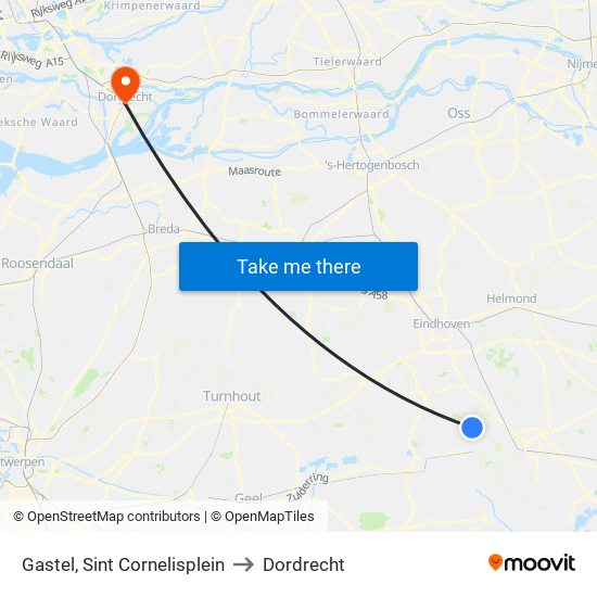 Gastel, Sint Cornelisplein to Dordrecht map