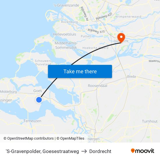 'S-Gravenpolder, Goesestraatweg to Dordrecht map