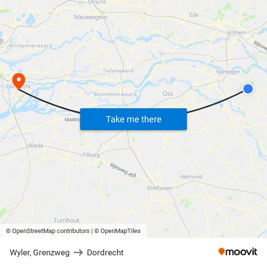 Wyler, Grenzweg to Dordrecht map