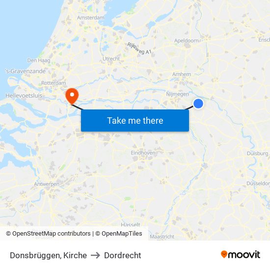 Donsbrüggen, Kirche to Dordrecht map