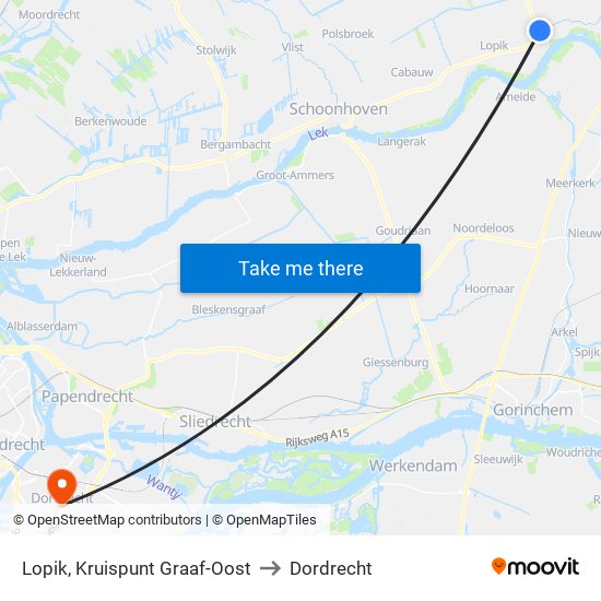 Lopik, Kruispunt Graaf-Oost to Dordrecht map