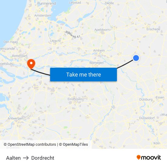 Aalten to Dordrecht map