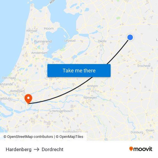 Hardenberg to Dordrecht map