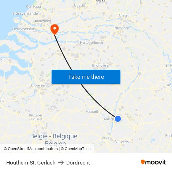 Houthem-St. Gerlach to Dordrecht map