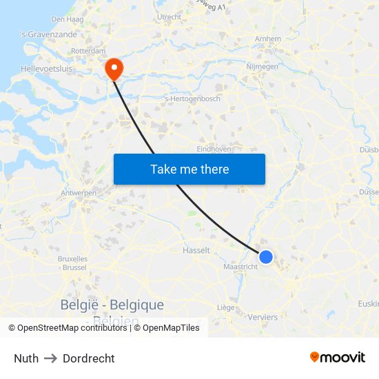 Nuth to Dordrecht map