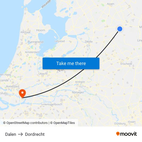 Dalen to Dordrecht map