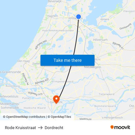 Rode Kruisstraat to Dordrecht map