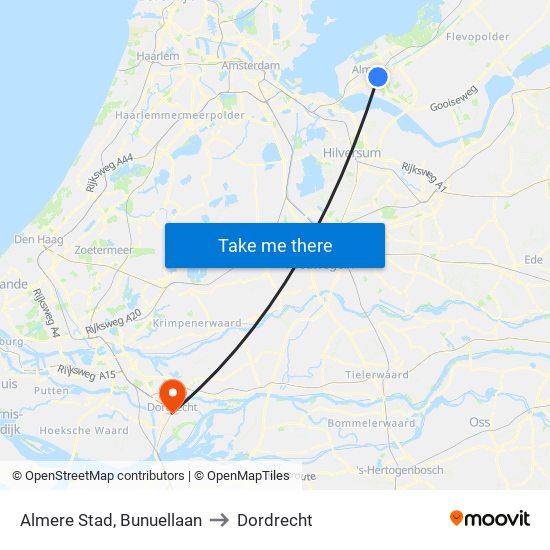 Almere Stad, Bunuellaan to Dordrecht map