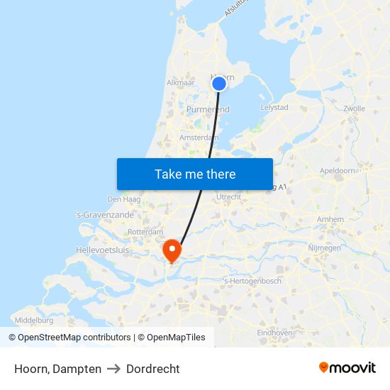 Hoorn, Dampten to Dordrecht map