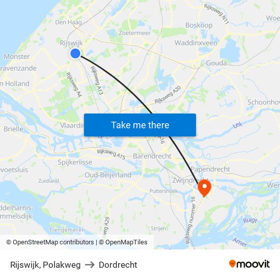 Rijswijk, Polakweg to Dordrecht map