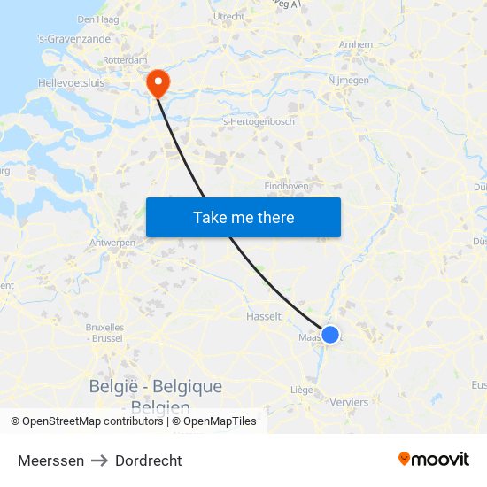 Meerssen to Dordrecht map