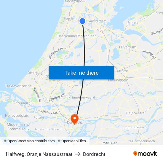 Halfweg, Oranje Nassaustraat to Dordrecht map
