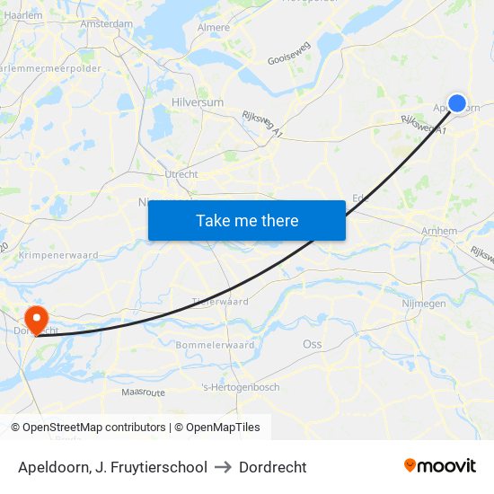 Apeldoorn, J. Fruytierschool to Dordrecht map