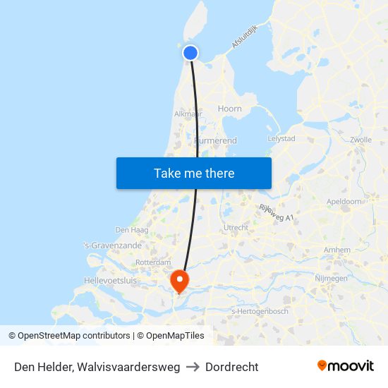 Den Helder, Walvisvaardersweg to Dordrecht map
