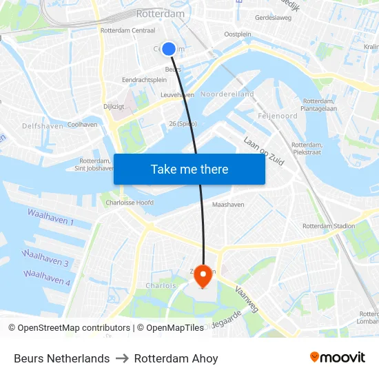 Beurs Netherlands to Rotterdam Ahoy map