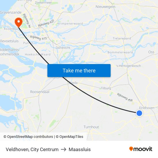 Veldhoven, City Centrum to Maassluis map