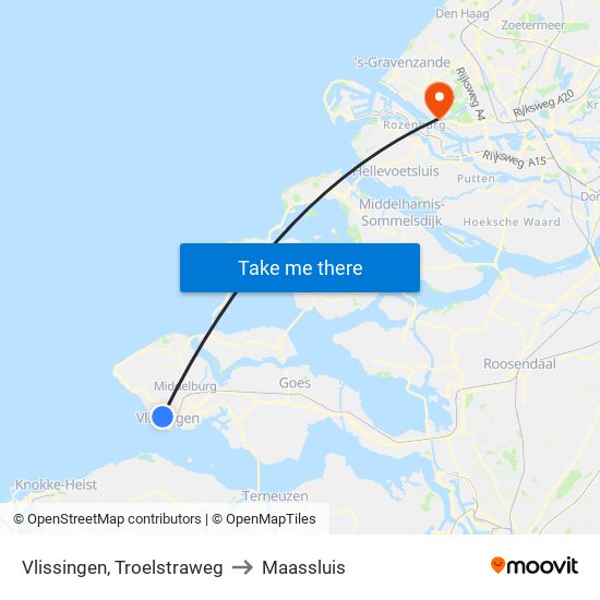 Vlissingen, Troelstraweg to Maassluis map