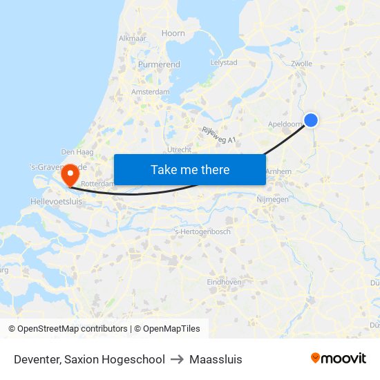 Deventer, Saxion Hogeschool to Maassluis map