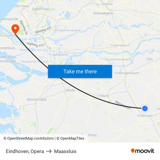 Eindhoven, Opera to Maassluis map