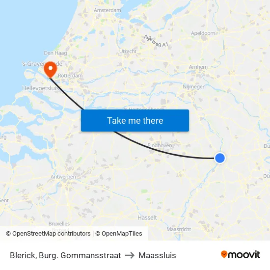Blerick, Burg. Gommansstraat to Maassluis map