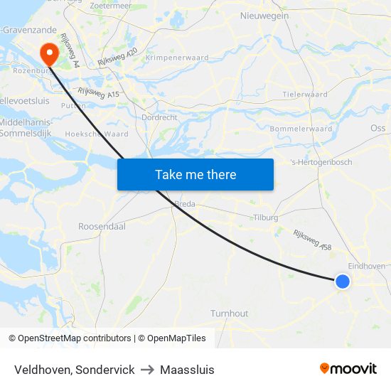 Veldhoven, Sondervick to Maassluis map