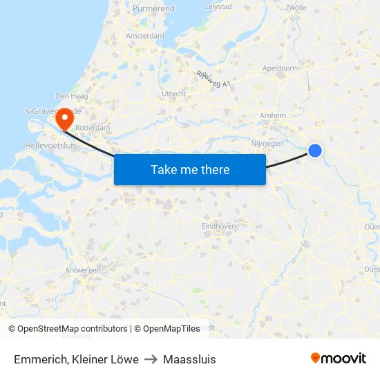 Emmerich, Kleiner Löwe to Maassluis map