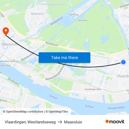 Vlaardingen, Westlandseweg to Maassluis map