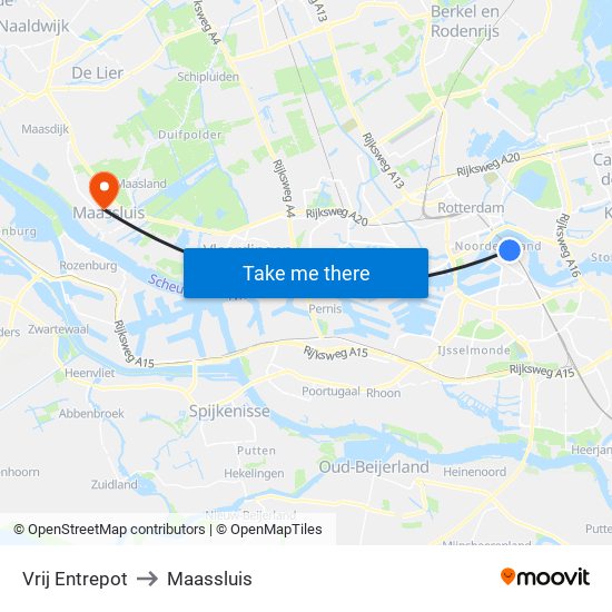 Vrij Entrepot to Maassluis map
