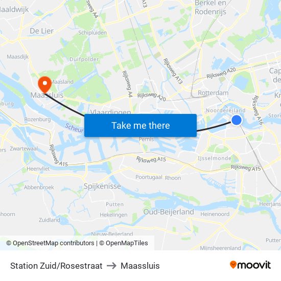 Station Zuid/Rosestraat to Maassluis map
