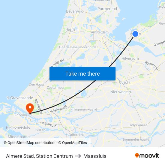 Almere Stad, Station Centrum to Maassluis map