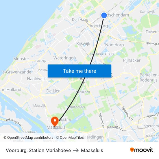 Voorburg, Station Mariahoeve to Maassluis map