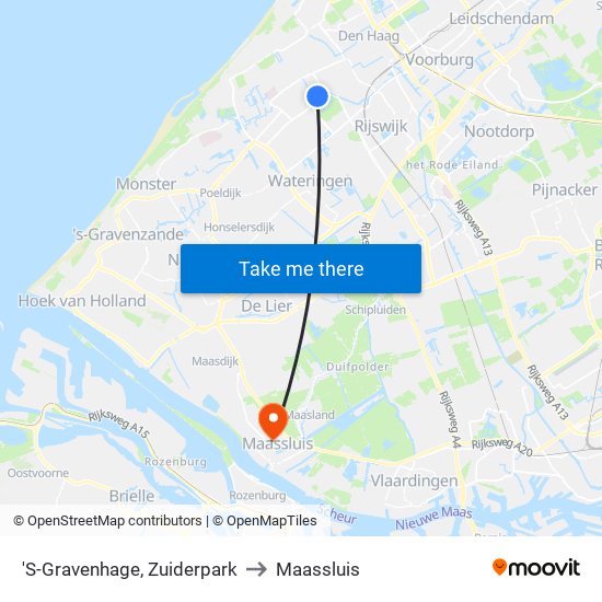 'S-Gravenhage, Zuiderpark to Maassluis map