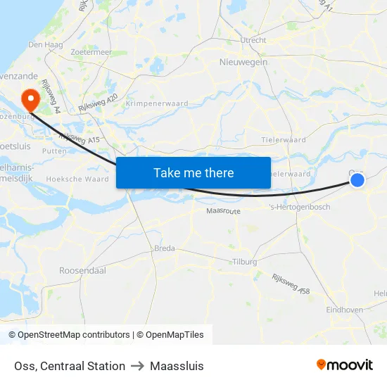 Oss, Centraal Station to Maassluis map