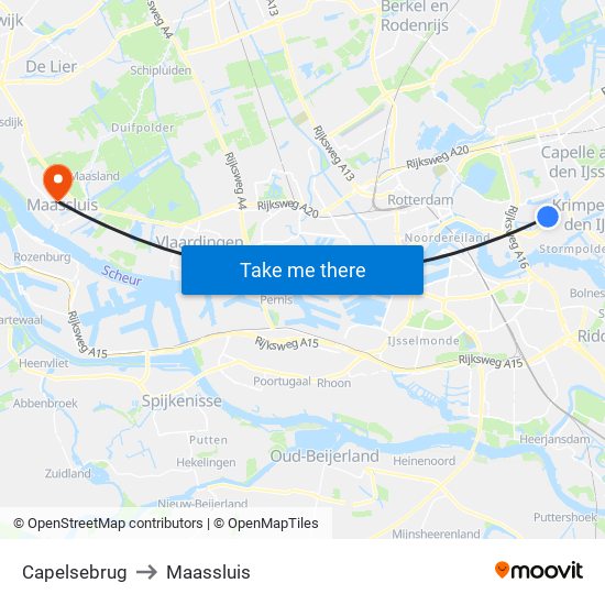 Capelsebrug to Maassluis map