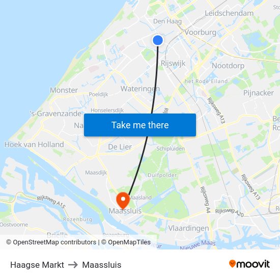 Haagse Markt to Maassluis map