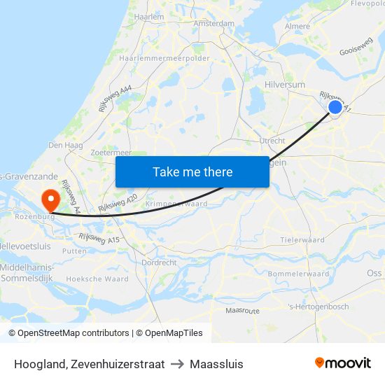 Hoogland, Zevenhuizerstraat to Maassluis map