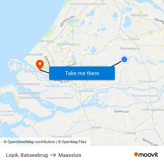 Lopik, Batuwebrug to Maassluis map